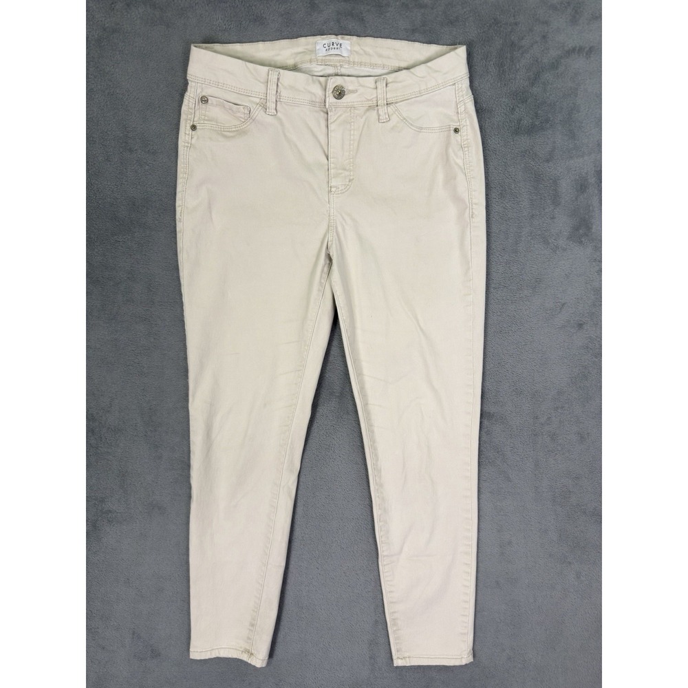 Curve Appeal Jeans Womens 8/29 Beige Mid Rise Skinny Preppy Stretch Faux Pockets